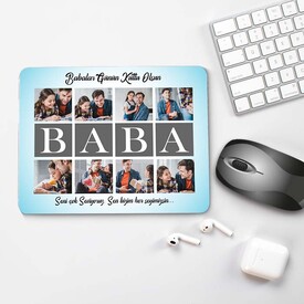 8 Fotoğraflı ve Mesajlı Babam Mousepad - Thumbnail