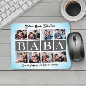 8 Fotoğraflı ve Mesajlı Babam Mousepad - Thumbnail