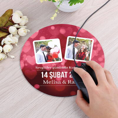 14 Şubat Hatırası Yuvarlak Mousepad - Thumbnail