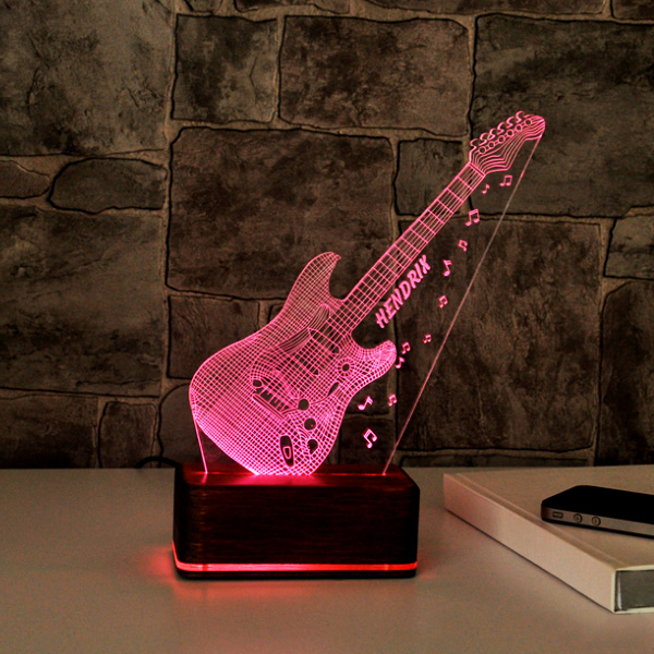 3 Boyutlu Gitar Tasarımlı LED Lamba