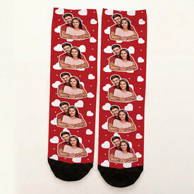 5 Fotoğraflı Kişiye Özel Kırmızı Çorap - Thumbnail