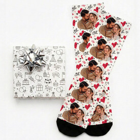 5 Fotoğraflı Kişiye Özel Romantik Çorap - Thumbnail