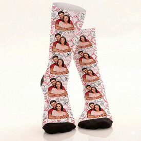  - 5 Fotoğraflı Sevgiliye Hediye Kişiye Özel Çorap