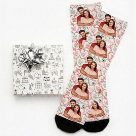 5 Fotoğraflı Sevgiliye Hediye Kişiye Özel Çorap - Thumbnail