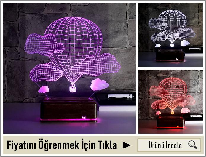 Balon ve Bulutlar 3D Led Lamba