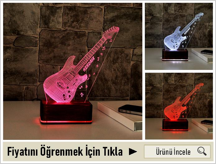 3 Boyutlu Gitar Tasarımlı LED Lamba