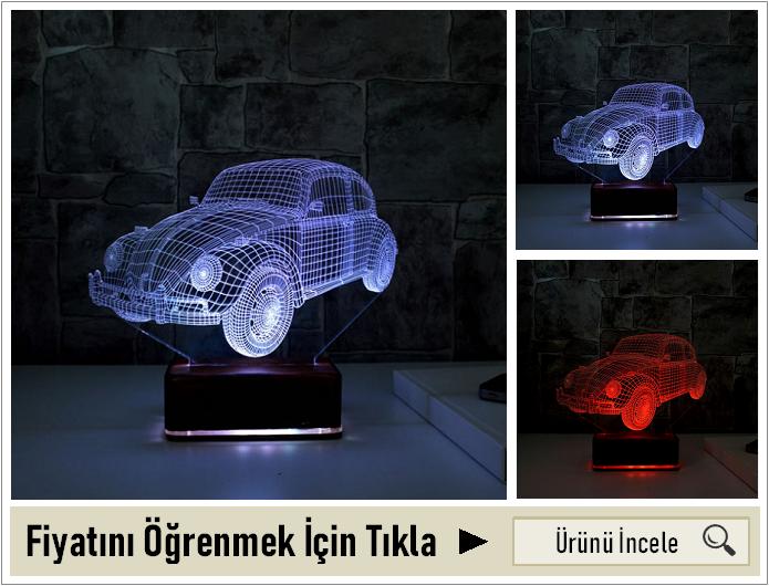 3D Vosvos LED Lamba Ahşap Kaideli