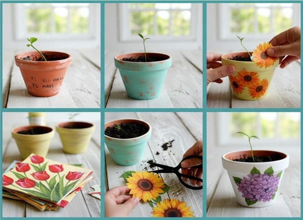 Çiçek desenli saksı nasıl yapılır