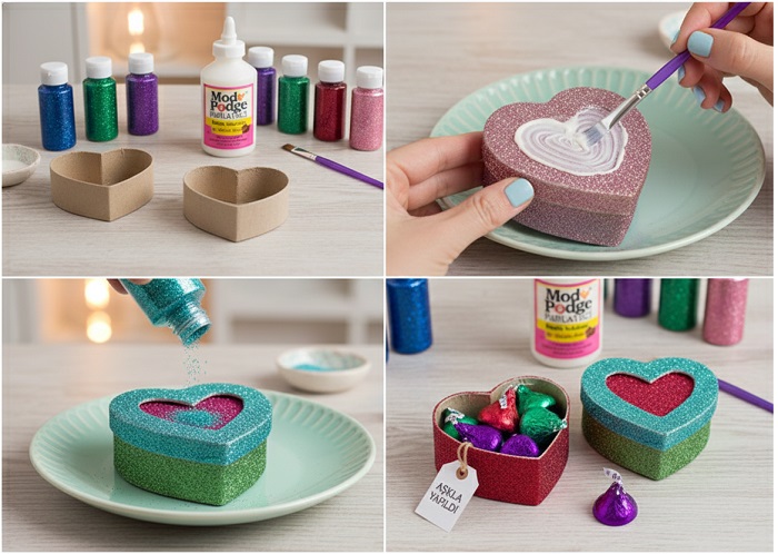 Romantik Simli Kalp Kutu Yapımı