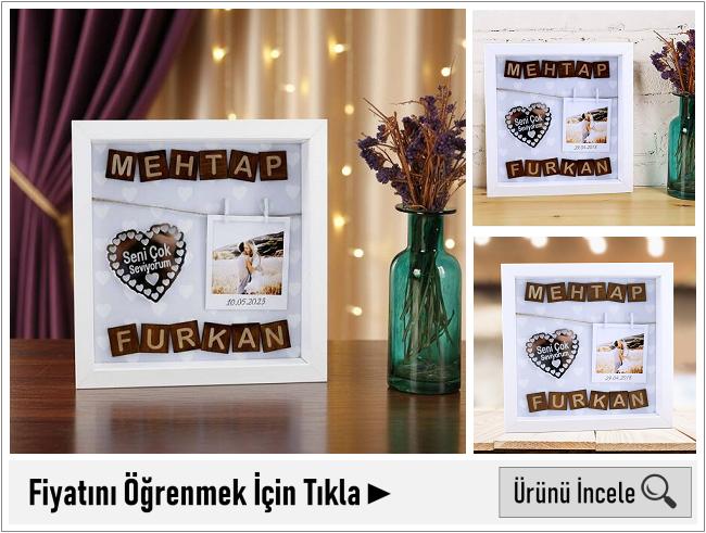 Sevgililere Özel Resimli ve İsim Yazılı Çerçeve