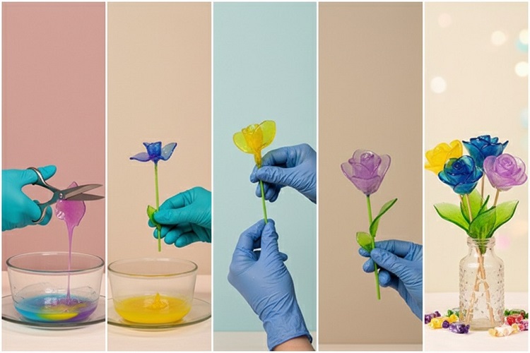 Şekerlerden Gül Yapımı