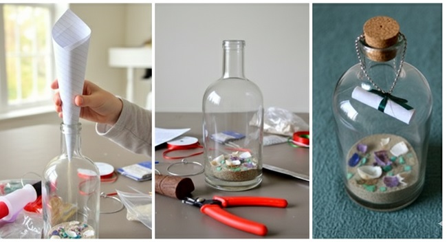 Cam Şişeden El Yapımı Özel Mesajlı Hediye