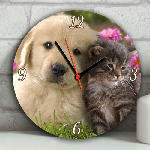 kedi köpek resimli duvar saatleri