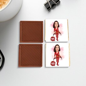 Aksiyon Seven Kadın Karikatürlü Çikolata Kutusu - Thumbnail
