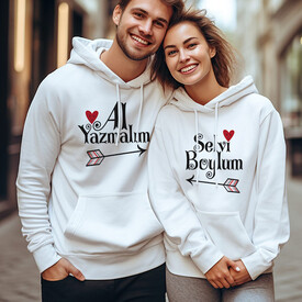 Al Yazmalım Kapşonlu Sevgili Sweatshirt - Thumbnail