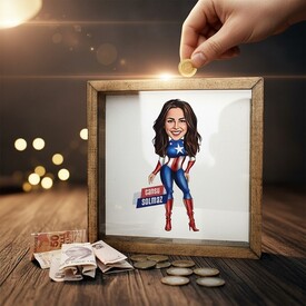  - Amerikan Kahramanı Kadın Karikatürlü Kumbara