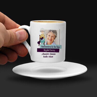 Anneannelere Özel Fotoğraflı Kahve Fincanı - Thumbnail