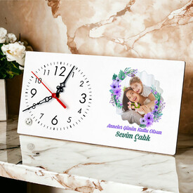  - Anneler Günü Tasarımlı Fotoğraflı Şık Masa Saati