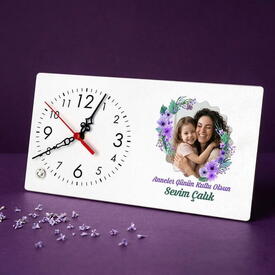  - Anneler Günü Tasarımlı Fotoğraflı Şık Masa Saati
