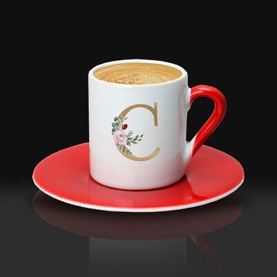 Annelere Özel Harfli Kahve Fincanı - Thumbnail