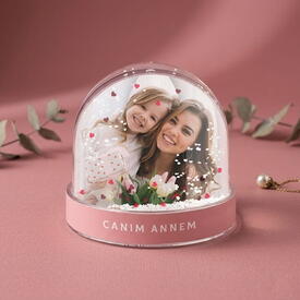  - Anneye Hediye Fotoğraflı Kar Küresi