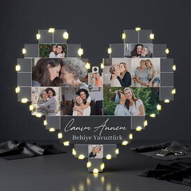  - Anneye Hediye Işıklı Kalp Pano