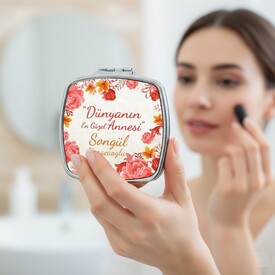  - Anneye Özel İsim Yazılı Makyaj Aynası