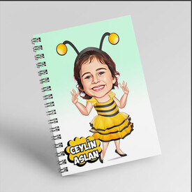 Arı Kız Kostümlü Karikatürlü Defter - Thumbnail