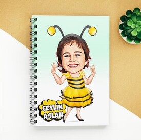 Arı Kız Kostümlü Karikatürlü Defter - Thumbnail