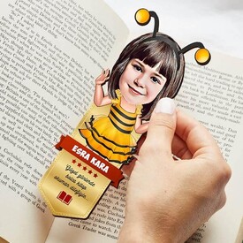 Arı Kostümlü Kız Karikatürlü Kitap Okuma Ayracı - Thumbnail
