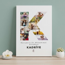 - Arkadaşa Hediye Fotoğraflı Harf Kanvas Tablo