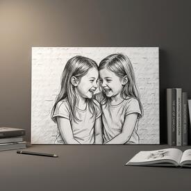  - Arkadaşa Hediye Karakalem Kanvas Tablo