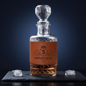  - Arkadaşa Hediye Şık Taba Deri Kaplama Viski Şişesi