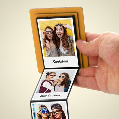 Arkadaşa Özel Fotoğraf ve Mesajlı Akordeon Kutu - Thumbnail
