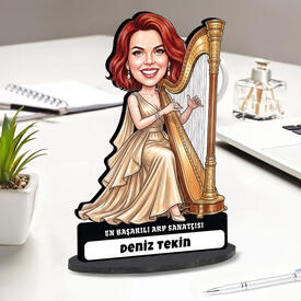  - Arp Sanatçısı Müzisyen Kadın Karikatürlü Biblo