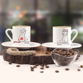 Aşık Kedicikler İkili Kahve Fincanı - Thumbnail