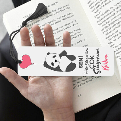 Aşık Panda Romantik Kitap Ayracı - Thumbnail