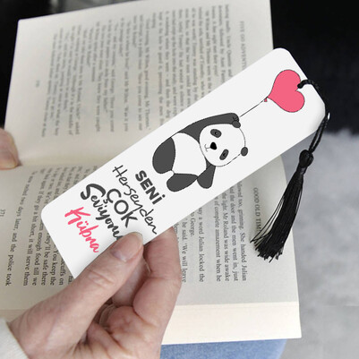 Aşık Panda Romantik Kitap Ayracı - Thumbnail