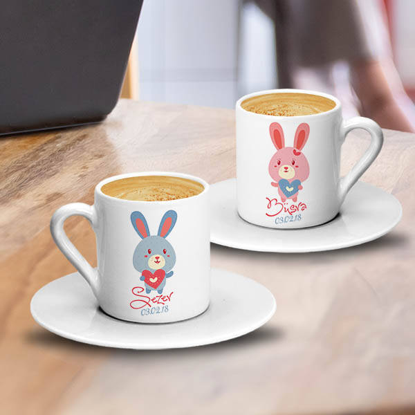 Aşık Tavşanlar İkili Kahve Fincanı