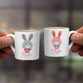 Aşık Tavşanlar İkili Kahve Fincanı - Thumbnail