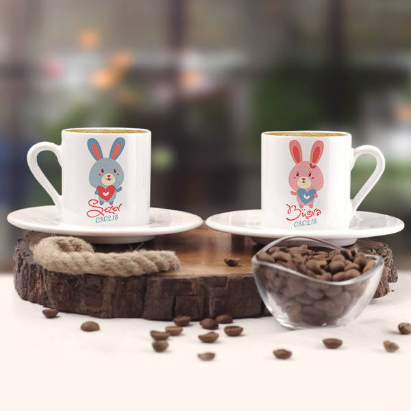 Aşık Tavşanlar İkili Kahve Fincanı