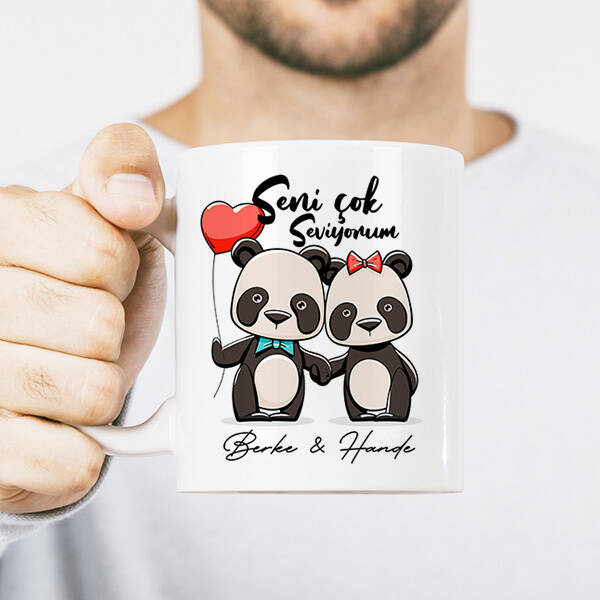 Aşıklara Özel Panda Kupa Bardak