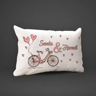 Aşk Bisikleti İsimli Araç Koltuk Yastığı - Thumbnail