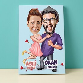  - Aşk Bize Benzer Karikatürlü Kanvas Tablo