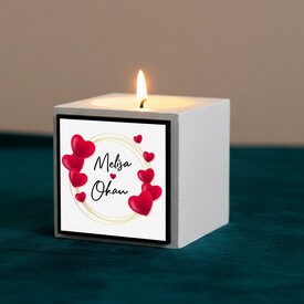  - Aşk Dolu Kalplerimiz İsimli Beton Mum