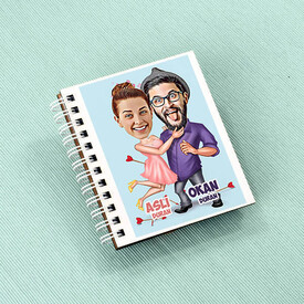 Aşk Oku Çiftleri Karikatürlü Defter - Thumbnail