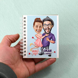 Aşk Oku Çiftleri Karikatürlü Defter - Thumbnail