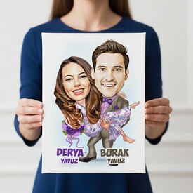  - Aşkımı Buldum Karikatürlü Kanvas Tablo