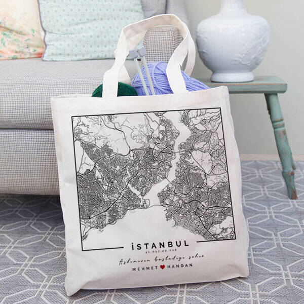 Aşkımızın Şehri Haritalı Bez Çanta