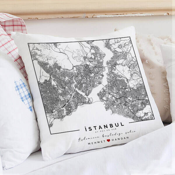 Aşkımızın Şehri Haritalı Yastık